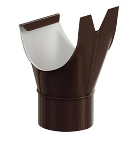 Воронка желоба водосточного выпускная, диаметр 95мм, оцинкованная сталь с покрытием, RAL 8017 коричневая 21380