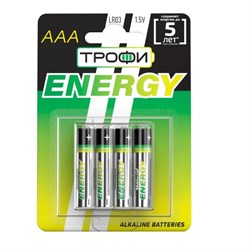 Элемент питания (батарейка) ТРОФИ ECO LR03-4BL, мизинчиковый, щелочной, 1.5В, 4шт. в блистере 88520
