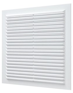 Решетка вентиляционная AURAMAX 2323С, 235x235мм, с антимоскитной сеткой, с жалюзи, пластиковая, белая 42978