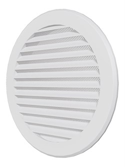 Решетка вентиляционная ЭРА 16РКС, с фланцем 160мм, диаметр 196мм, с антимоскитной сеткой, белая, пластиковая 87178