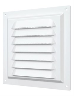 Решетка вентиляционная ЭРА МЦ 1515, 150х150мм, с антимоскитной сеткой, с жалюзи, окрашенная сталь, микс 87200