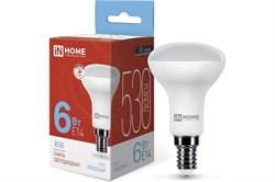 Лампа светодиодная IN HOME LED-R50-VC, 6Вт, 220В, 6500К, цоколь Е14 89835