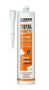 Клей монтажный ZIGGER TOTAL POWER, универсальный, 300г, акриловый, прозрачный 6748