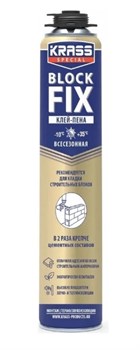 Пена-клей монтажный KRASS BLOCK FIX, 750мл, профессиональная, всесезонная, для строительных блоков 87082