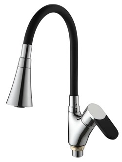 Смеситель для кухни AMMORE A5007-1T, с гибким изливом, однорычажный, на гайке, черный 89463