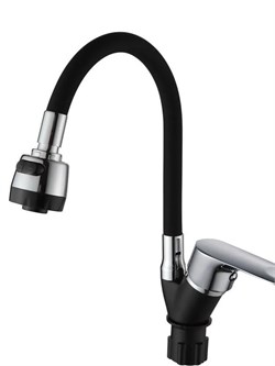 Смеситель для кухни AMMORE А5008-1Т, с гибким изливом, однорычажный, на гайке, черный 89896