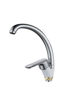 Смеситель для кухни AMMORE А5008-С, однорычажный, на гайке, белый 89897