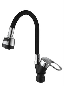 Смеситель для кухни AMMORE А5040-А, с гибким изливом, однорычажный, на гайке, черный 89895