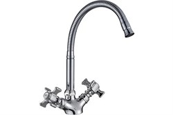 Смеситель для кухни D-LIN D151807-Q, с гибким изливом, двухвентильный, на гайке, хром 89451