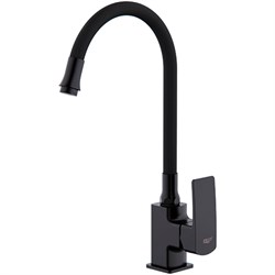 Смеситель для кухни FRUD R41104, с гибким изливом, однорычажный, на гайке, черный 90059