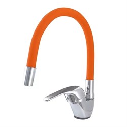 Смеситель для кухни STOMEGA 3398-6, с гибким изливом, однорычажный, на гайке, оранжевый 82644