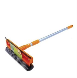 Окномойка Умничка KWL10504-15, насадка 25см, черенок 95см телескопический алюминиевый гладкий, оранжевая 22256