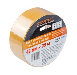 Лента клейкая (скотч) STARTUL PROFI ST9049-48-25, 48ммх25м, двухсторонняя, на тканевой основе 79199