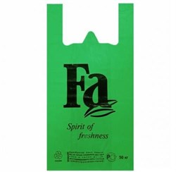 Пакет-майка Fa TSH103G, ПНД 30+16x54см, 30мкм, сверхпрочный, зеленый 88611