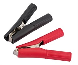 Зажим крокодил REXAN 16-0016-9, 75мм, 30A, в изоляторе, набор 2шт: черный и красный 89053