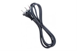 Шнур сетевой Smartbuy SBE-06-P10-b, с плоской вилкой, 6А, 1.8м, без заземления, в тканевой оплетке, черный 80993