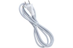 Шнур сетевой Smartbuy SBE-06-P10-w, с плоской вилкой, 6А, 1.8м, без заземления, в тканевой оплетке, белый 80992