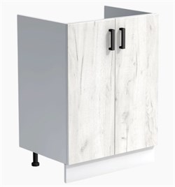 Тумба под мойку 600x500мм, 2 дверцы, ЛДСП дуб крафт белый, без корыта 70360