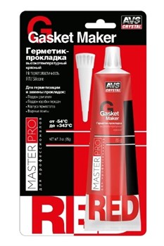 Герметик-прокладка MasterPro AVS AVK-345, 85г, автомобильный, силиконовый, высокотемпературный, красный 85030