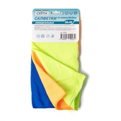 Салфетка для уборки CELLTIX, 30х30см, 160г/м2, микрофибра, упаковка 3шт. 30424