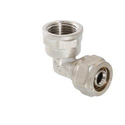 Фитинг резьбовой - угольник VALTEC VTm.352 20F-3/4F, внутренний-внутренний, обжимной, латунный никелированный 63070