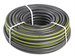 Шланг поливочный Дальняя заимка E1M, 1/2дюйма, 25м, ПВХ, трехслойный, армированный, серый с зеленой полосой 73304