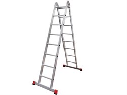 Лестница универсальная, двухсекционная, 2х11 ступеней, высота 3.1-5.06м, алюминиевая 14023