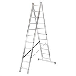 Лестница универсальная, трехсекционная, ВИХРЬ ЛА 3х10, 3х10 ступеней, высота 2.87-6.87мм, алюминиевая 70509