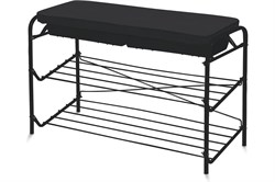 Этажерка (подставка) для обуви напольная Nika ЭТП3-1/Ч, 790x330x510мм, 2 полки, с ящиком, до 100кг, металл, черный 84925