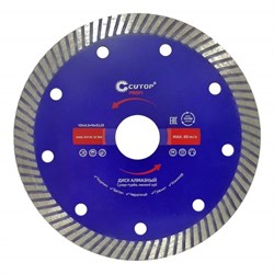 Диск отрезной алмазный CUTOP 65-12523, 125x2.3x10x22.2мм, сверхтонкий, Cупер-турбо, мелкий зуб, сухая резка 68011