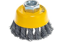 Щётка для углошлифовальной машины УШМ, 65мм, М14, чашка, сплетенная в пучки стальная закаленная проволока 0.5мм, STAYER 85617