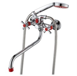 Смеситель для ванны AMMORE А4782-4, двухвентильный, с круглым изливом, красный 89870