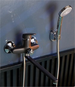 Смеситель для ванны POTATO P22277-19, однорычажный, с плоским изливом, черный графит 89499