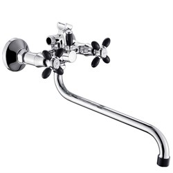 Смеситель для ванны ЭВЕРЕСТ B22-071F, двухвентильный, с круглым изливом, черный 89920