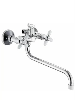 Смеситель для ванны ЭВЕРЕСТ В22-071А, двухвентильный, с круглым изливом, белый 90007