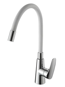 Смеситель для кухни AMMORE А5505-3, с гибким изливом, однорычажный, белый, силикон 89892