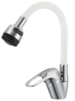 Смеситель для кухни D-LIN D150628-3T, с гибким изливом, однорычажный, белый, силикон 89504