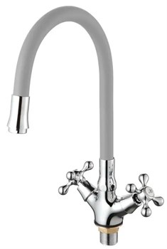 Смеситель для кухни D-LIN D153810-2, с гибким изливом, двухвентильный, серый, силикон 89508