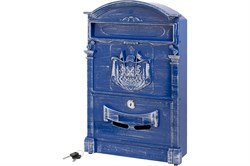 Ящик почтовый АЛЛЮР №4010В, 75х255х405мм, синий антик, с замком 83673
