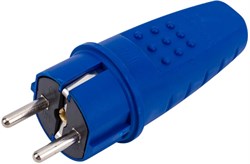 Вилка прямая UNIVersal 3041, 16А, 250В, IP44, с заземлением, каучук, синяя, (еврослот) 84176