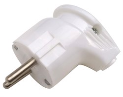 Вилка угловая ASD IN HOME 4152, 16А, 250В, IP20, с заземлением, пластиковая, белая 84838