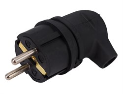 Вилка угловая TOKOV ELECTRIC TKE-C05-KVU-Z, 16А, 250В, IP44, с заземлением, каучук, черная 84174