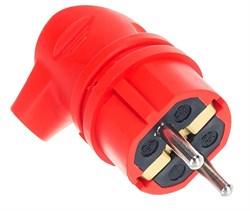 Вилка угловая ЭРА V9-RED-IP44 V9, 16А, 250В, IP44, с заземлением, каучук, красная 88894