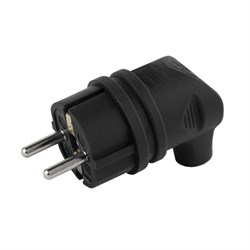 Вилка угловая ЭРА V9-В-IP44 V9, 16А, 250В, IP44, с заземлением, каучук, черная 78774