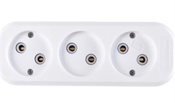 Колодка для удлинителя IONICH UNIVersal 1518, трехместная, 10А, 250В, IP20, без заземления, белая 88993