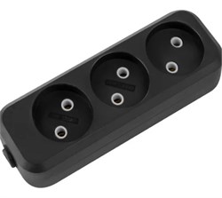 Колодка для удлинителя TDM Народная SQ1806-0425, трехместная, 10А, 250В, IP20, 2200Вт, без заземления, АБС-пластик, черный 90253
