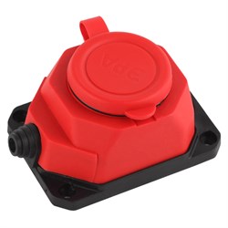 Колодка для удлинителя ЭРА К-1е-RED-IP44, одноместная, 16A, 220-230В, IP44, 3500Вт, с заземлением, с заглушкой, каучук, красный 88893