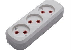 Колодка для удлинтеля STEKKER PST10-300-20, трехместная, 10А, 250В, IP20, без заземления, белый 84157
