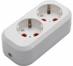 Колодка для удлинтеля STEKKER PST16-210-20, двухместная, 16А, 250В, IP20, с заземлением, белый 83926