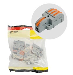 Клемма 4-проводная STEKKER 220-103, 0.2x4мм2, разветвительная, 1 вход, 3 выхода, без пасты, с рычажками, наборная, поштучно 89069